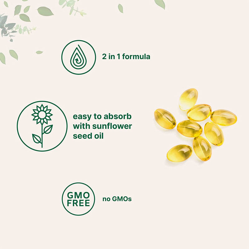 注文のビタミンD3 Gummies 1つのサポート免疫の中心に付きK2 100 Mcgの5000のIU Softgels 2つ