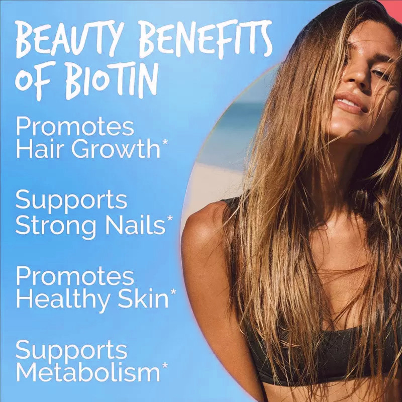 OEM SkincareのビオチンのビタミンのGummiesの毛の皮および釘の再生10000 Mcg Softgels 100の計算