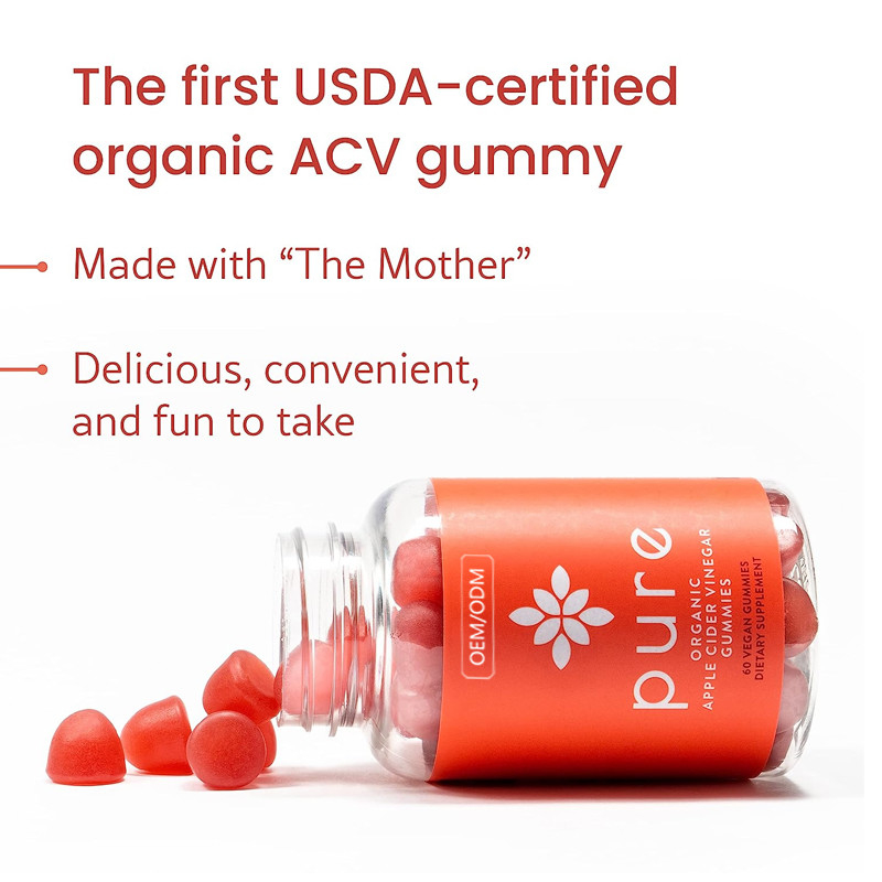 FDAのアップル サイダーの酢のGummiesの完全菜食主義者の未加工解毒サポート60 Ct ACV Gummies