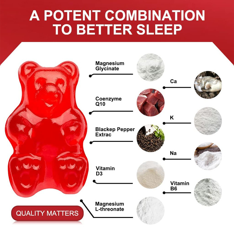 グルテンの自由なMelatoninのビタミンのGummiesサポート睡眠はMelatoninのビタミンDのマグネシウムのレモン バームのエキスを緩める