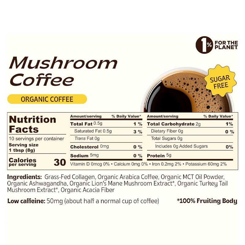 有機 インスタント 菌根 コーヒー コラーゲン MCT オイル 消化 健康 補給 菌根 コーヒー 粉