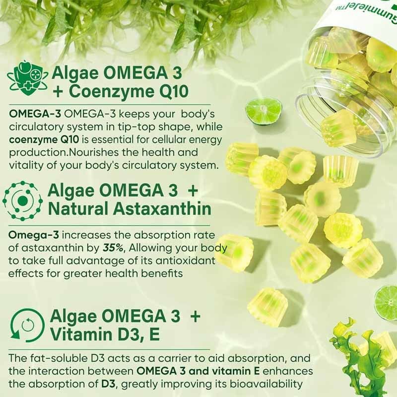 OEMサポート DHA ビタミンE A D3 脳眼関節 アルゲ オメガ-3 2200mg ゴミ