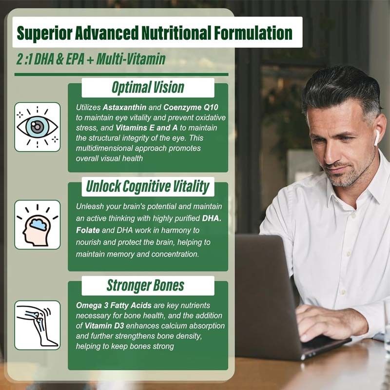 OEMサポート DHA ビタミンE A D3 脳眼関節 アルゲ オメガ-3 2200mg ゴミ