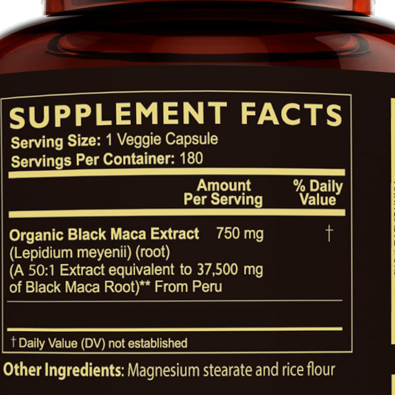 マカ根カプセル 耐久性を高める 750mg ブラックマカ抽出物 エネルギーを供給する