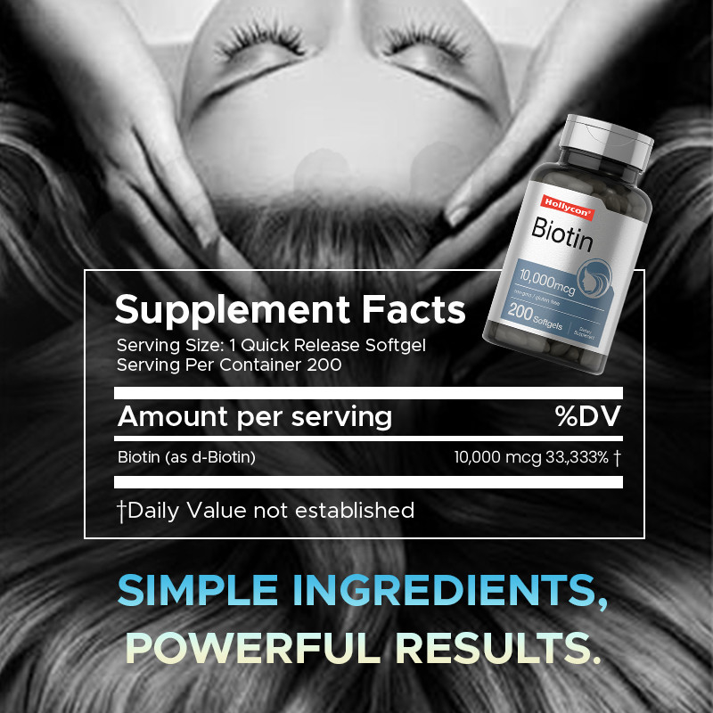 髪の健康のためのバイオチンサプリメント 10,000mcg 健康のためのバイオチンソフトジェル 髪と爪