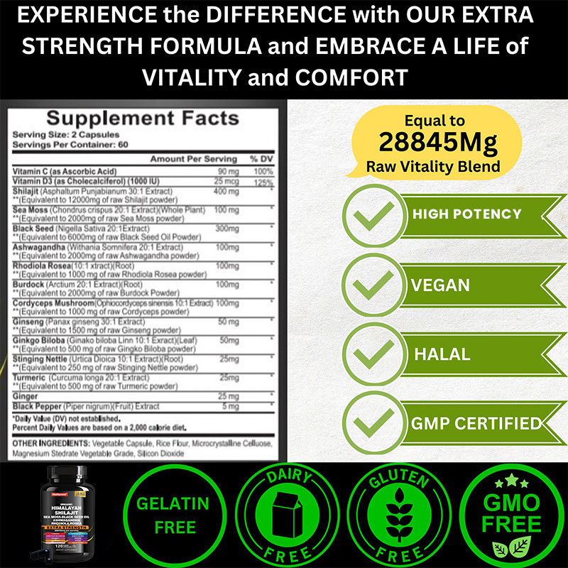 OEM 有機純ヒマラヤシラジット カプセル 免疫力サポート シラジット カプセル