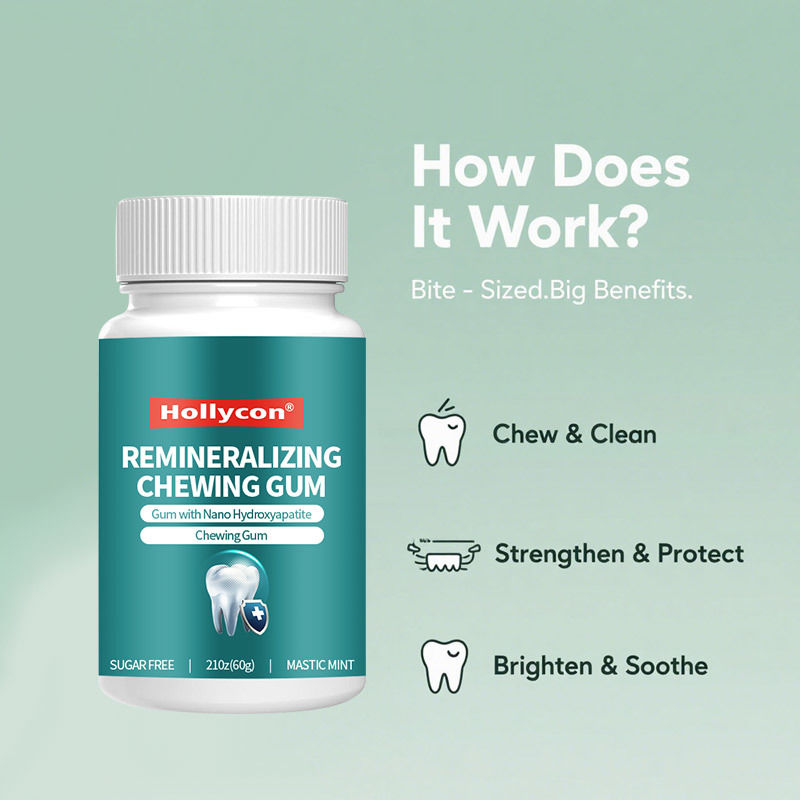 ナノヒドロキシアパチットを含む砂糖のないガム - 新鮮な息と口腔衛生 ペッパーミント 再ミネラル化ガム