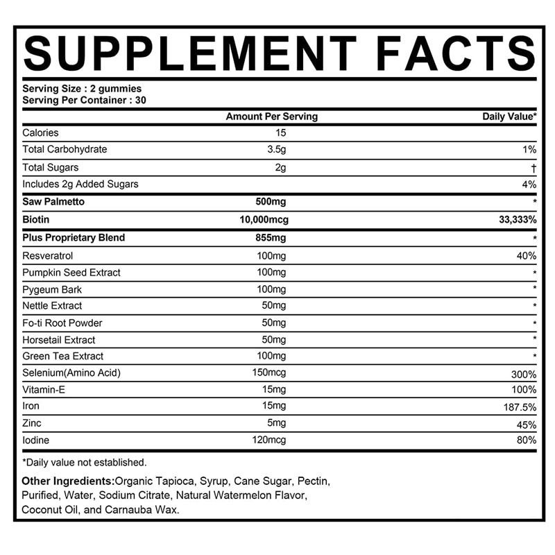 女性と男性のための工場の育毛サプリメント DHTブロックガム ホルモンバランスをサポートする前立腺健康 ソーパルメットガム