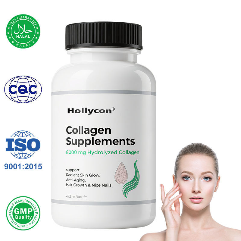 女性用の液体コラーゲン＆メンパイン 'オレンジフレーバープレミアムグレード10000 mcgビオチン+放射性皮膚輝き、アンチエイジング、髪の成長、素敵な爪のための加水分解コラーゲン8000 mg