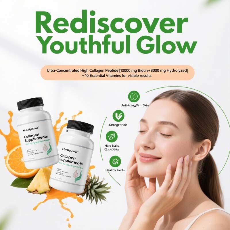 女性用の液体コラーゲン＆メンパイン 'オレンジフレーバープレミアムグレード10000 mcgビオチン+放射性皮膚輝き、アンチエイジング、髪の成長、素敵な爪のための加水分解コラーゲン8000 mg