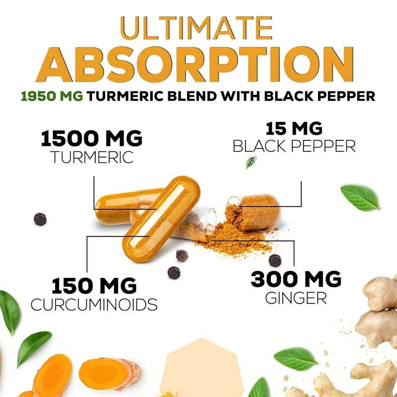 オーガニックカルメリック&ジンジャー 黒胡?? を含むOEM カルキュミンサプリメント 最良吸収関節サポート カルキュミンカプセル