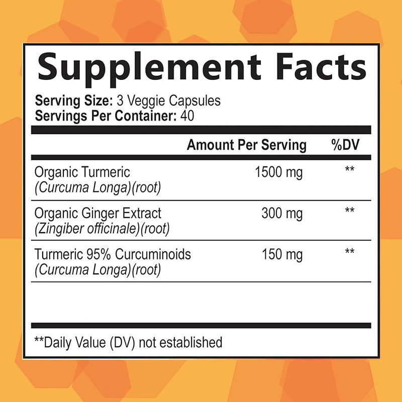 オーガニックカルメリック&ジンジャー 黒胡?? を含むOEM カルキュミンサプリメント 最良吸収関節サポート カルキュミンカプセル