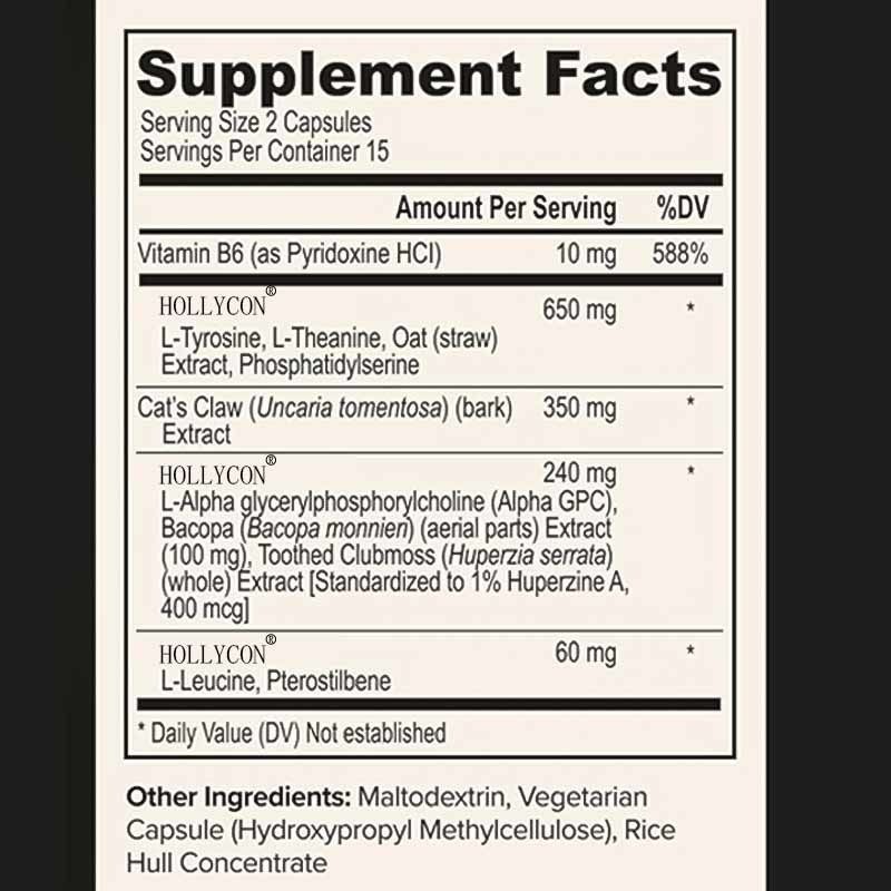 OEM フォーカス カプセル L-シアニン ビタミンB6 記憶力 精神的明晰性 認知力 ヌトロプ脳サプリメント