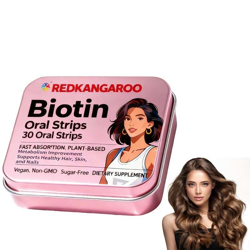 バイオチン 口腔用 ストリップ - 素早く吸収可能,ベーガン,非 GMO,砂糖なし - 健康な髪,皮膚,爪を支える - 美味しいオレンジ味 - 30枚数 プライベート・レーベル,OEM対応,工場価格