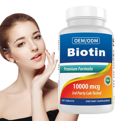 CostomizredのビオチンのビタミンB7は健康な毛の皮を促進し、10000mcg 365タブレットを釘付けする