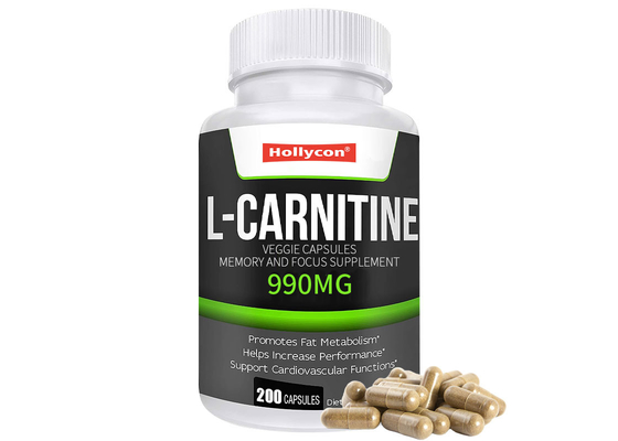 プライベート・レーベル L-カルニチンのカプセル 200錠 脂肪を燃やすのに役立つ 野菜カプセル サポート